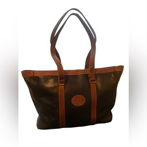 Vintage Genuine Eddie Bauer Large Leather Tote/Weekender Black with Brown straps